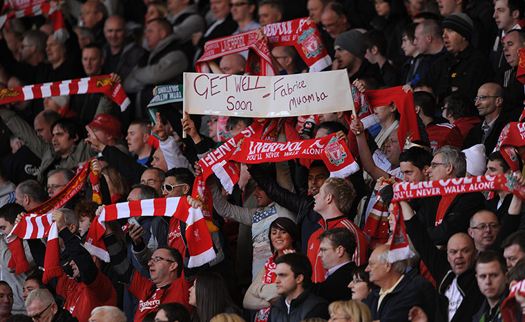 Muamba get well messages: Liverpool banner for Muamba