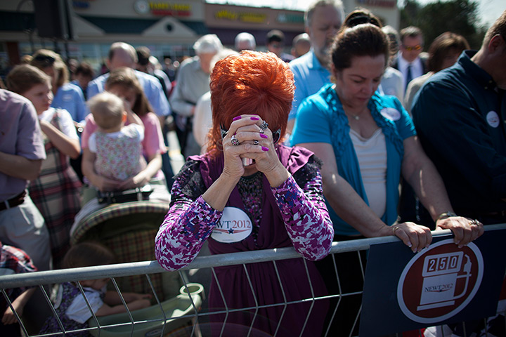 24 hours in pictures: Woodstock, US: Supporters of presidential candidate Newt Gingrich