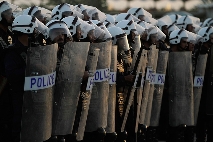 24 hours in pictures: Shahrakan, Bahrain: Riot police prepare to disperse protestors