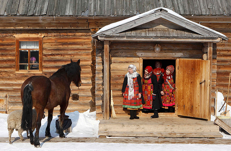 Russia's Eurovision: Members of the singing group Buranovskiye Babushki at a folk museum 