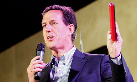 Rick Santorum with an Etch A Sketch