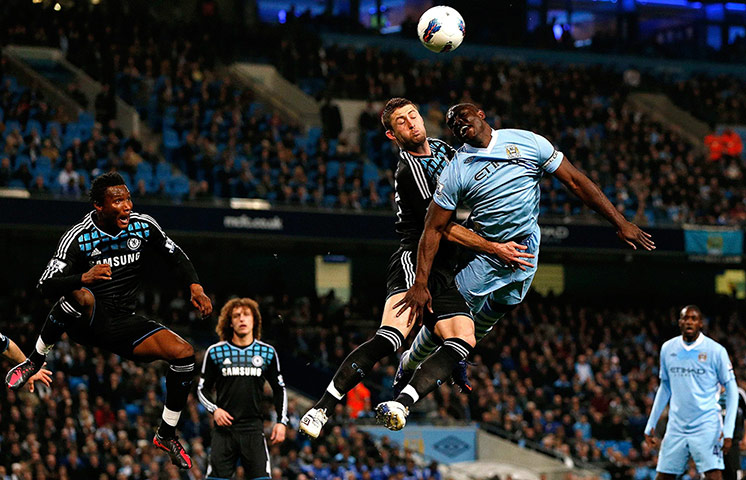 City v Chelsea: Manchester City's Micah Richards challenges Chelsea's Gary Cahill
