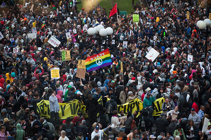 Trayvon Martin march: Hundreds of people gather for a rally for Trayvon Martin