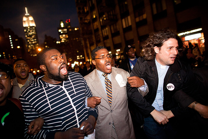 Trayvon Martin march: Demonstrators march during rally for Trayvon Martin