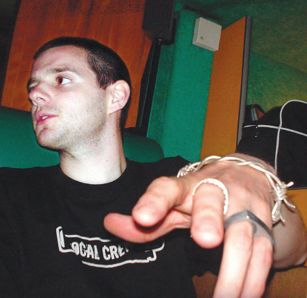 Mike Skinner: barbed-wire bracelets