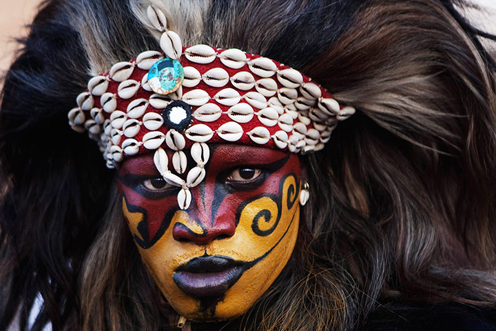 24 hours:  A supporter of Macky Sall, is dressed in traditional costume