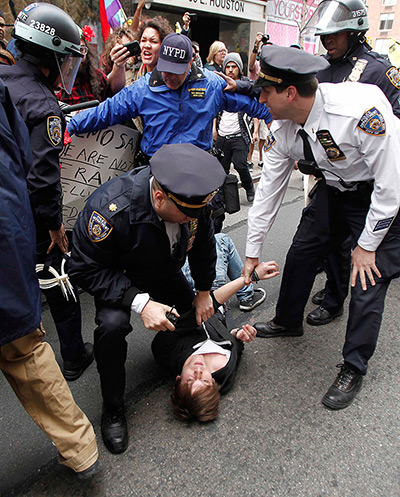 Occupy Wall Street march: Occupy Wall Street movement supporters are arrested
