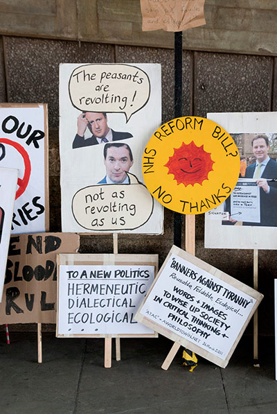 Placard gallery: NHS REFORM BILL? NO THANKS.