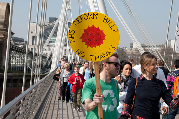 Placard gallery: Iain Whiteley on Hungerford Bridge 