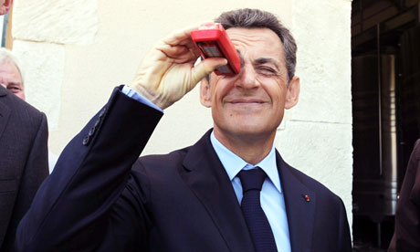 Nicolas Sarkozy visits a vineyard
