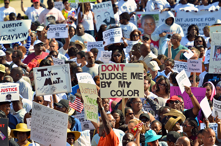Trayvon Martin marches: Thousands of protestors march through the streets in Sanford, Florida