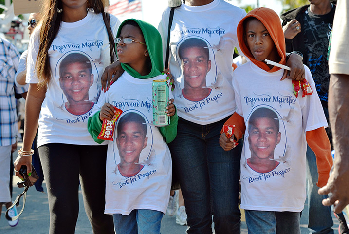 Trayvon Martin marches: Children wearing hoodies in solidarity march together  in Sanford, Florida