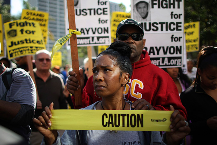 Trayvon Martin marches: Trina Harrison and her husband participate in a rally in Los Angeles