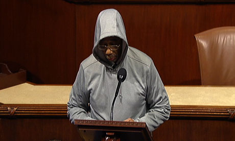 Bobby Rush wears a hoodie in the House of Representatives