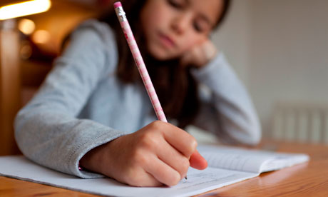 girl doing homework picture