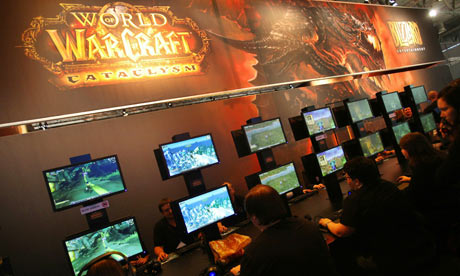 Gamers check out the game 'World of Warc