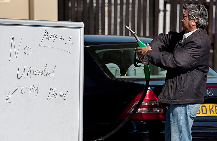 Petrol: London: A sign outside a petrol station