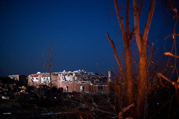 Tornado Updated: Henryville High School is seen damaged after a tornado in Indiana