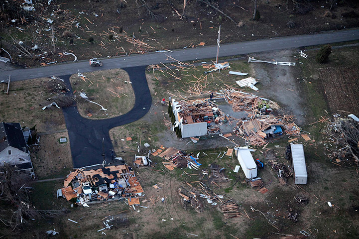 Tornado Updated: Storm damage in an area between Henryville and Marysville