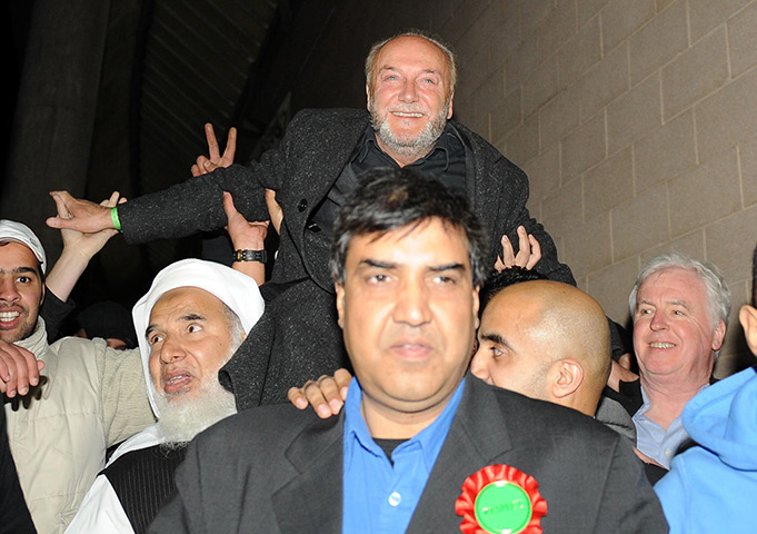 George Galloway win: George Galloway if lifted by his supporters