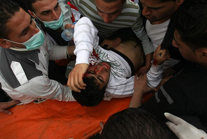 Land Day protests: Palestinian protestor hit by a teargas