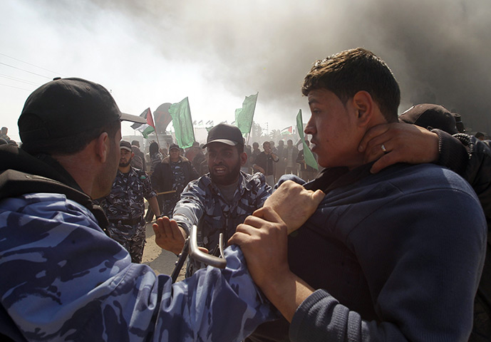 Land Day protests: Members of Hamas security forces prevent Palestinian protesters