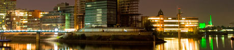 Duesseldorf Medienhafen at blue hour