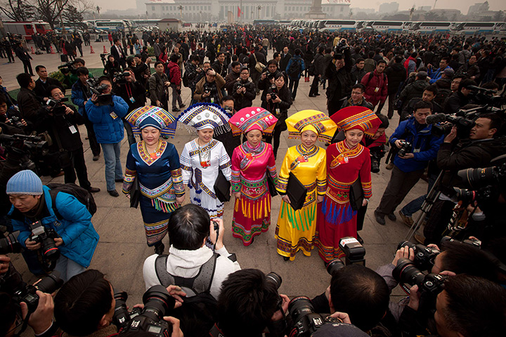 24 hours in pictures: Beijing, China: Ethnic minority delegates
