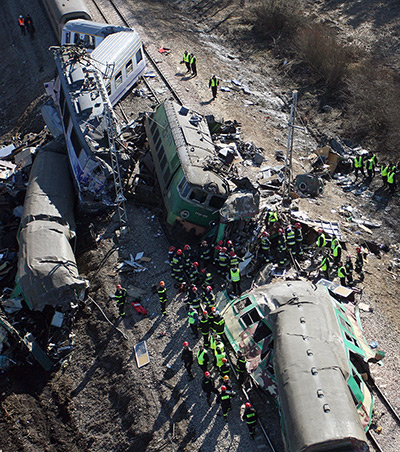 24 hours in pictures: Szczekociny, Polans: The site of a train crash