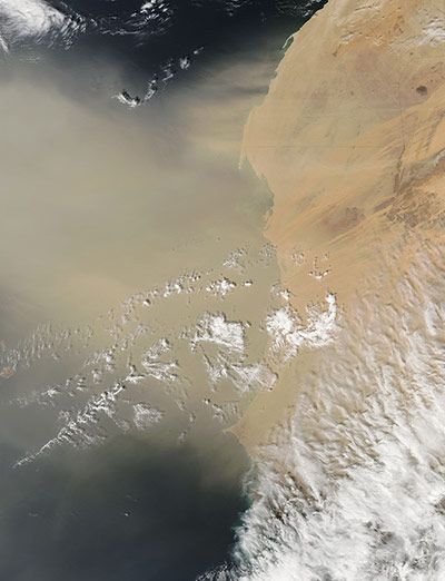 Satellite Eye on Earth: A dust plume blew off the coast of western Africa