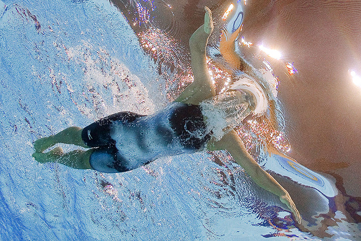 Swimming Championships: Japan's swimmer Kenako Watanabe competes in the Women's 100m breaststroke