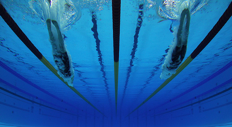 Swimming Championships: Emma Day and Abbie Wood during the Women's 200m individual medley heats