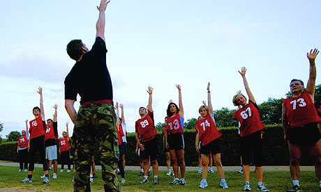 Civilians taking part in a British Military fitness training programme