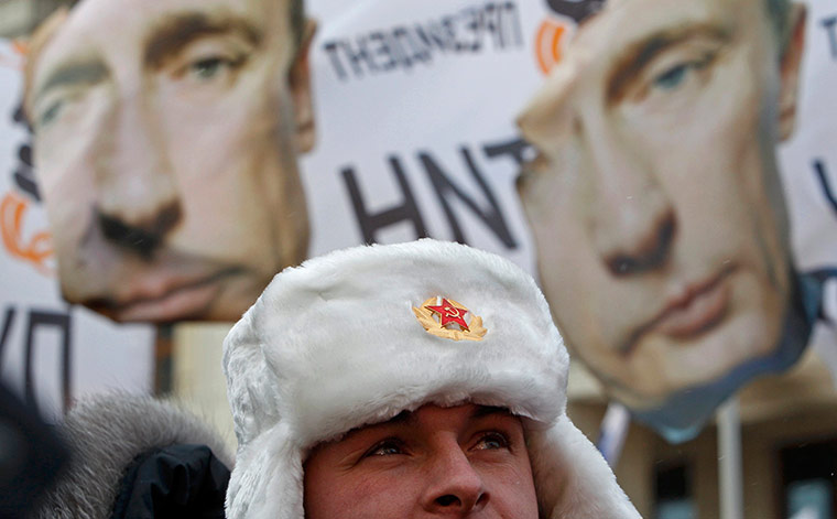 Putin protest: A rally in support of Russian PM Putin held close to Moscow 's Kremlin