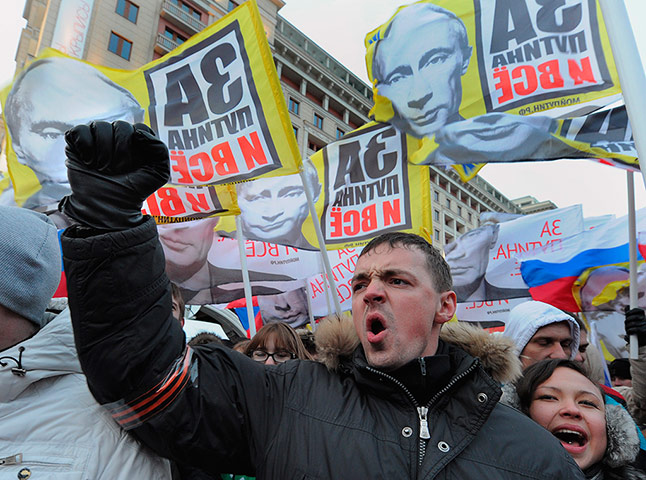 Putin protest: Supporters of Putin at a rally