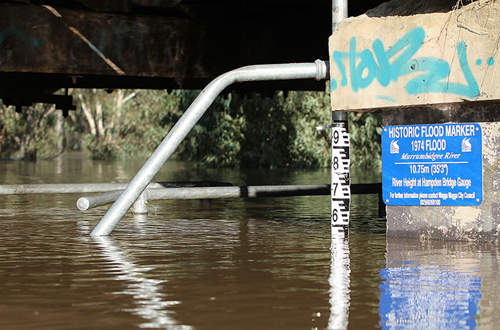 Flooding in Australia: The flood marker showing just under 10.6m