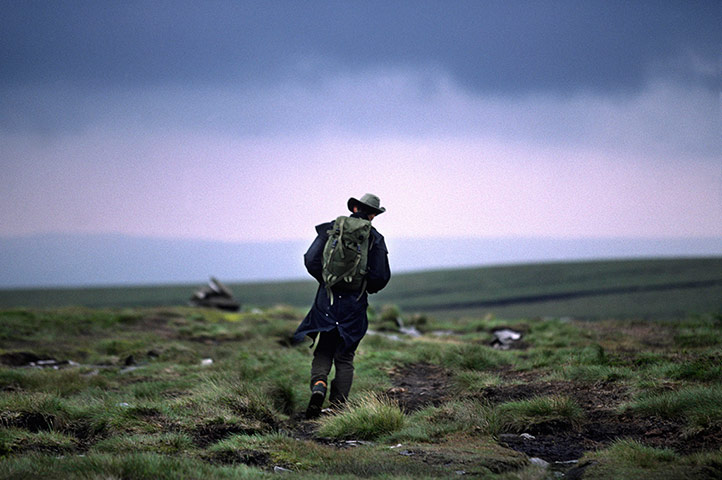 Panoramic Outlook: Man Walking in Yorkshire Dales National Park