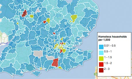 Interactive   World on Homeless England  The Statistics For Your Area   News   Guardian Co Uk