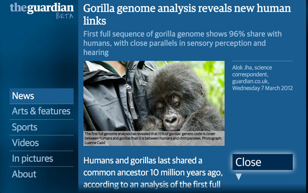 Guardian Google TV app - news story