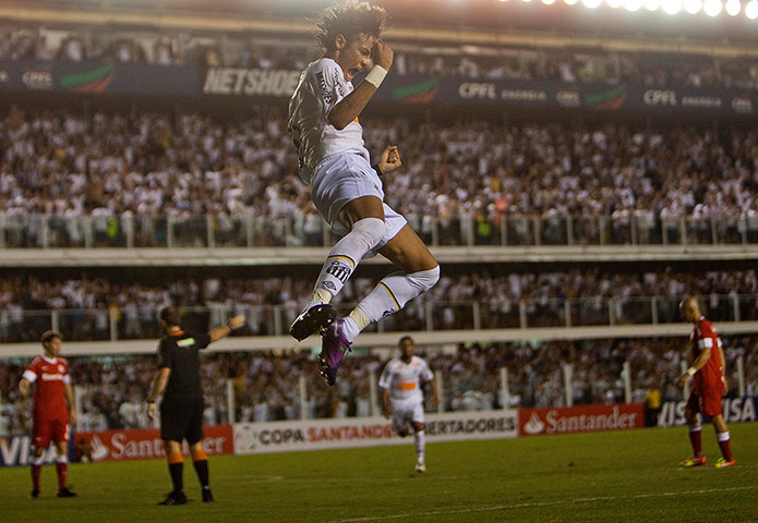 Best of the week in sport: Santos' Neymar celebrates after scoring against Internacional