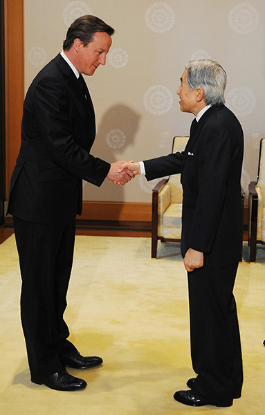 Cameron in Japan: Prime Minister David Cameron meets Emperor Akihito at the Imperial Palace