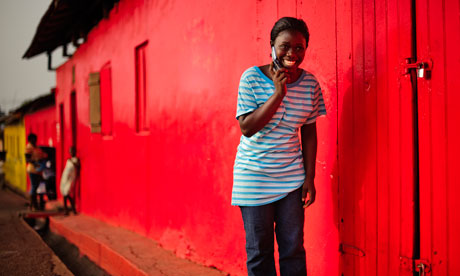 Ghana woman on phone