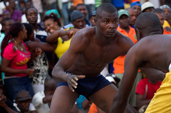 Haiti - A longer view: Jean Phillipe and Venes Pierre prepare to fight
