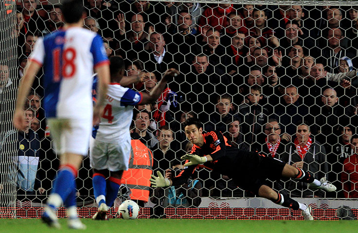 Blackburn v Liverpool: Brad Jones saves a penalty for Liverpool