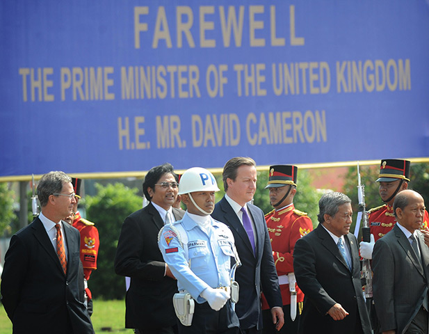 David Cameron in Asia: David Cameron arrives at Jakarta Airport to fly to Kuala Lumpur