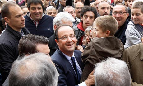 François Hollande campaigning in Moulins, central France