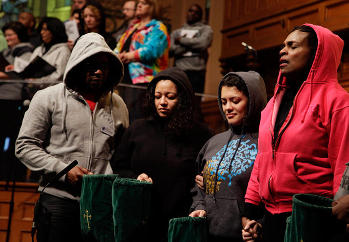 Trayvon Martin: People attend a chruch service wearing hoodies