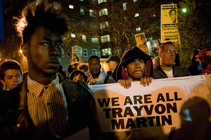 Trayvon Martin: Demonstrators march in a rally in support Trayvon Martin