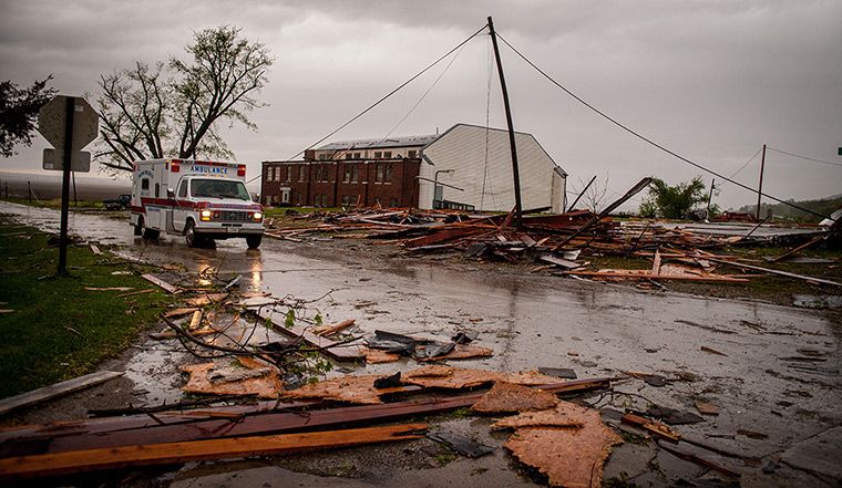 Tornados: Damage from a tornado in Thurman, Iowa