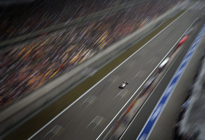 Chinese Grand Prix: Lewis Hamilton, about to cross the start-finish line